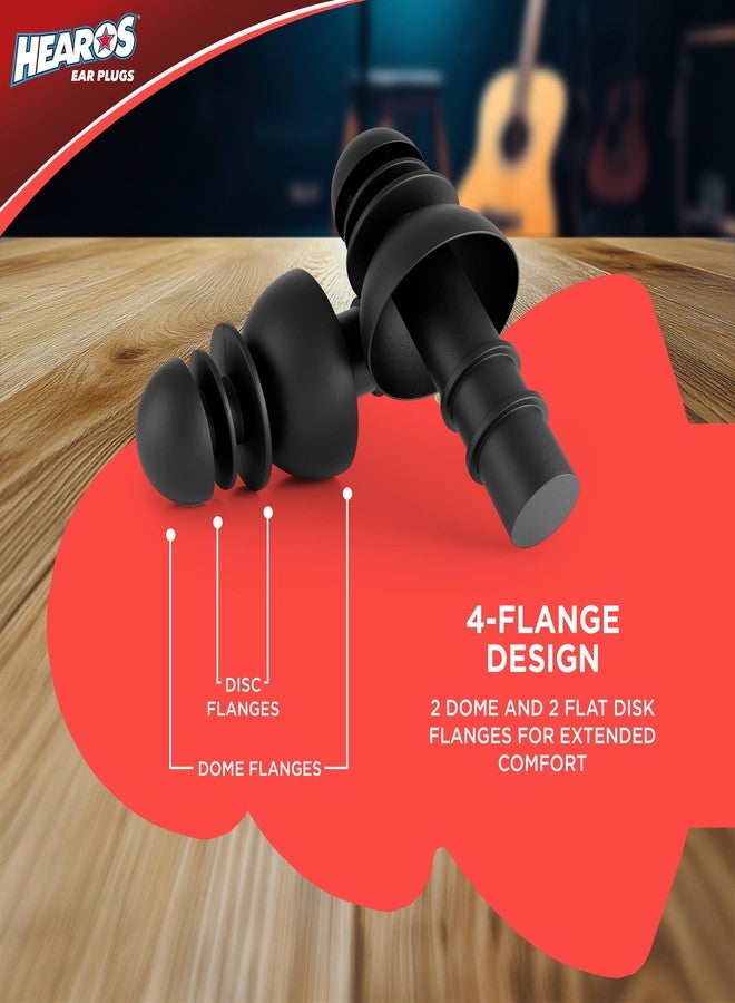 Hearos Earplugs Rock 'n Roll Series with Free Case, 1-Pair, NRR 27, TPE, Reusable, Black (309) - Image 2